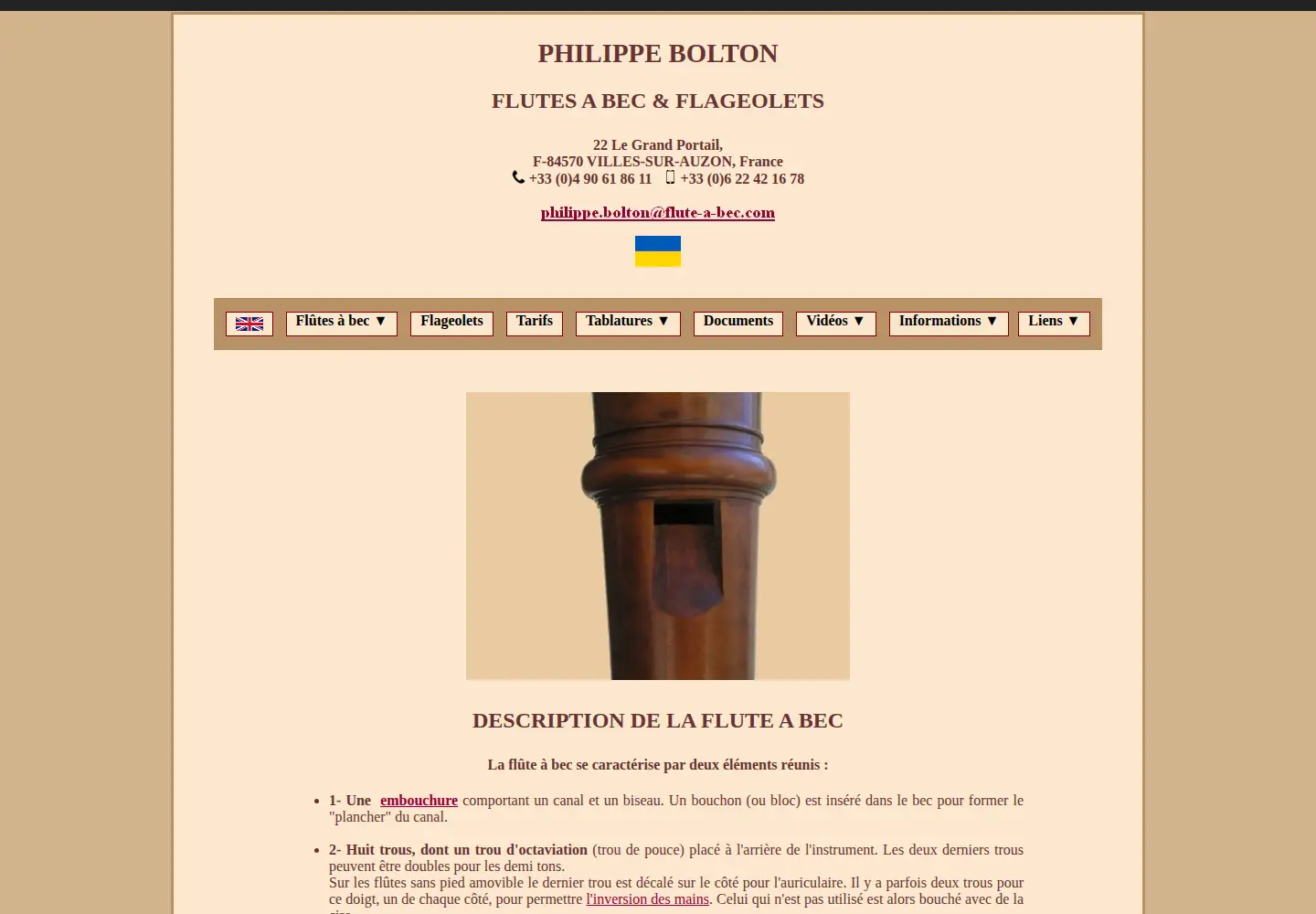 Captured homepage of flute-a-bec.com in the current scan