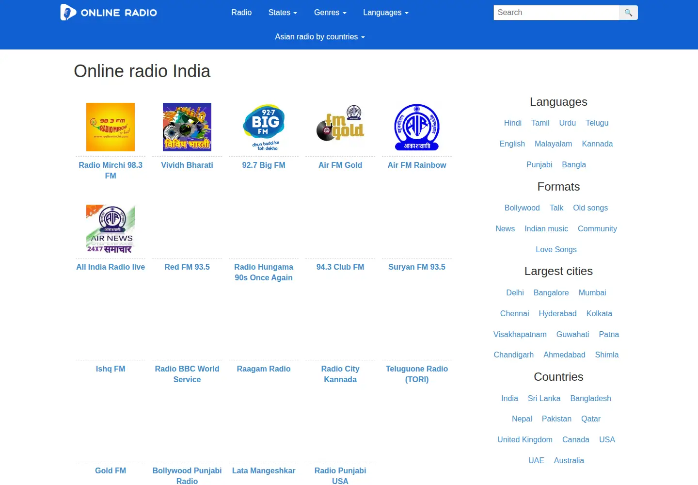 Screenshot of onlineradiofm.in