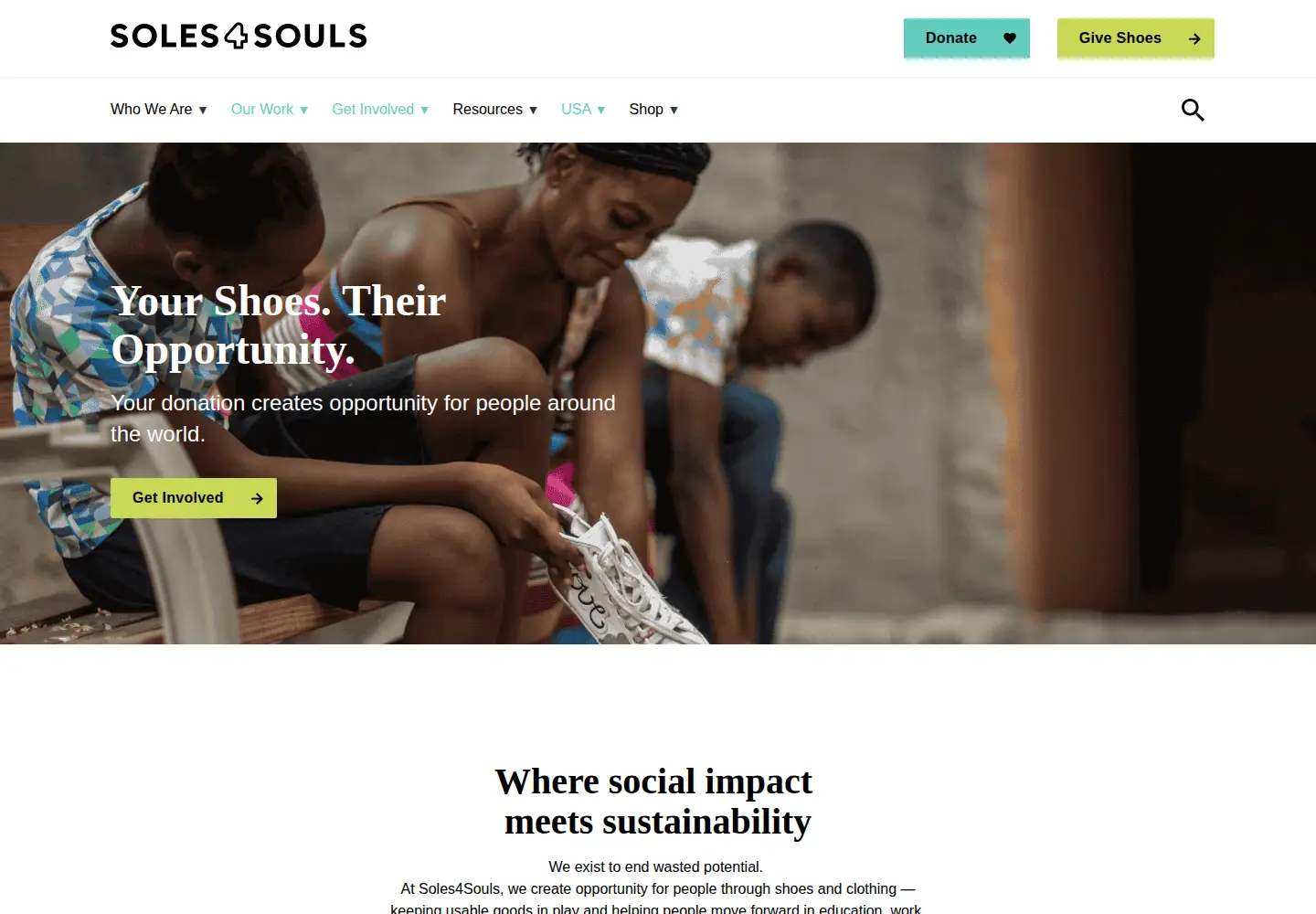 Screenshot of soles4souls.org