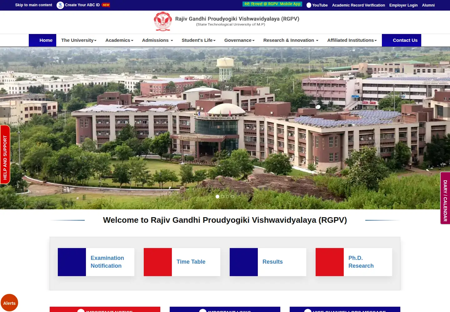 Screenshot of rgpv.ac.in