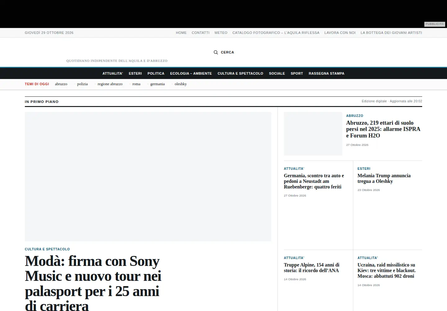 Captured homepage of improntalaquila.com in the current scan