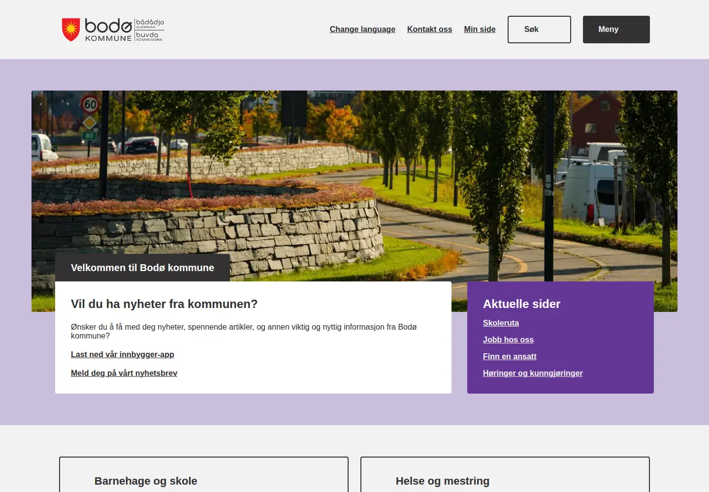 Screenshot of bodo.kommune.no