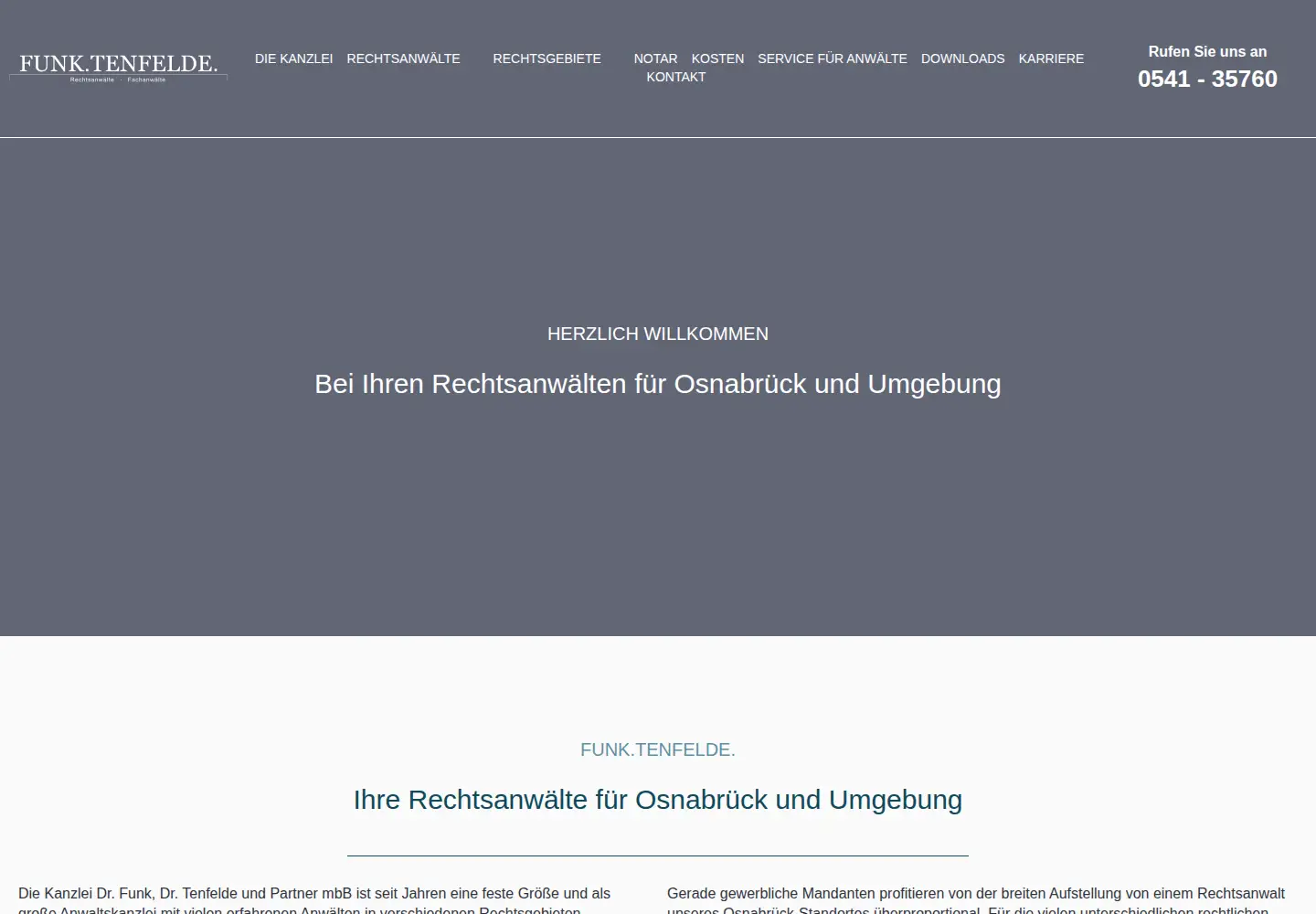 Captured homepage of funk-tenfelde.de in the current scan
