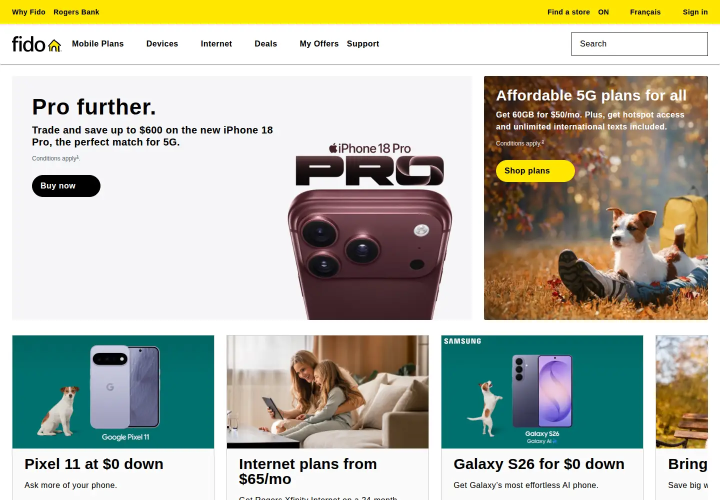 Screenshot of fido.ca