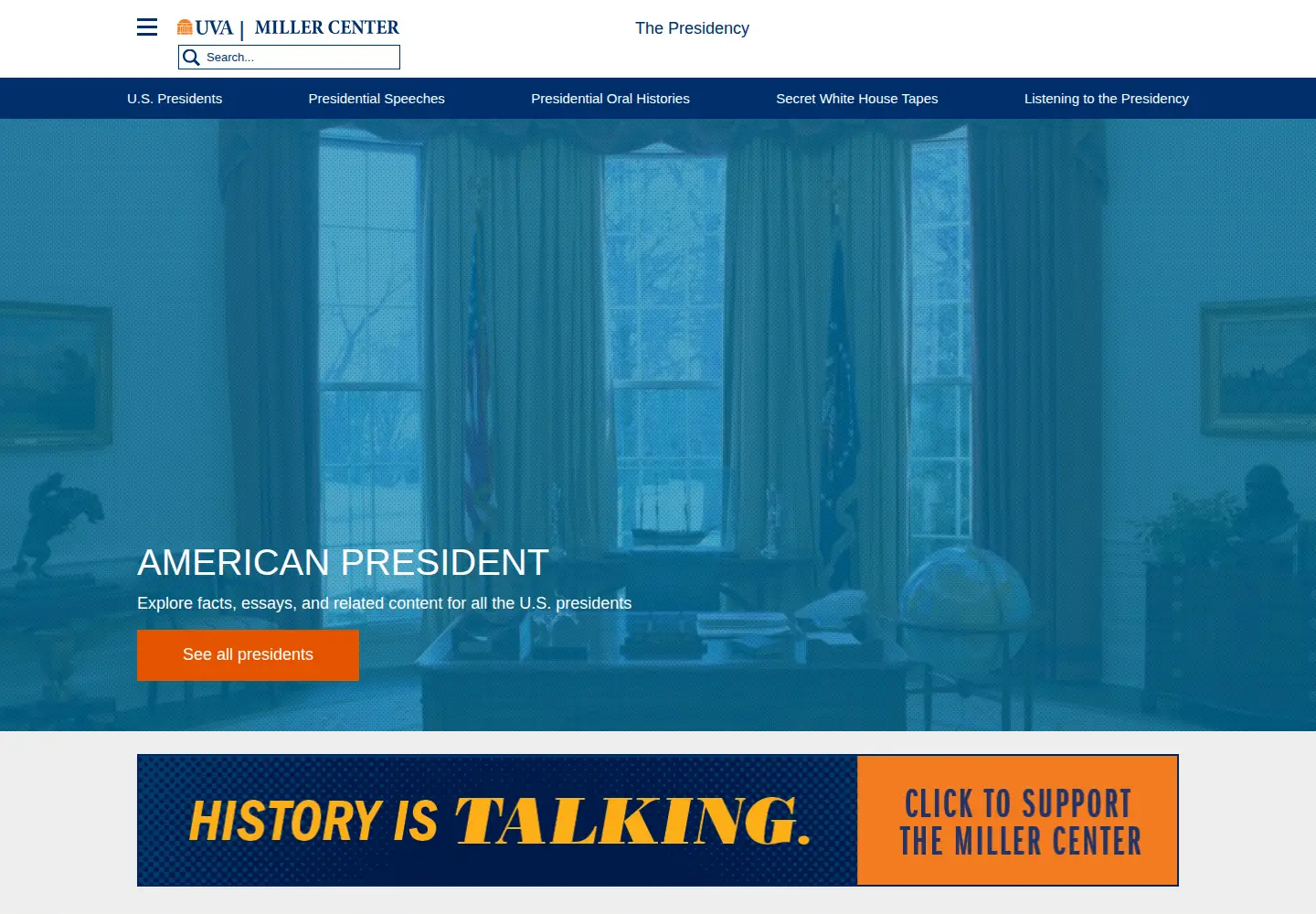 Screenshot of americanpresident.org
