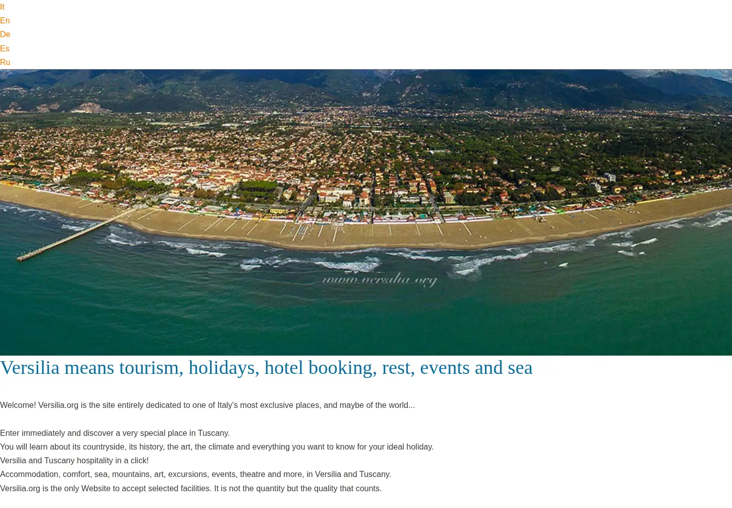 Captured homepage of versilia.org in the current scan