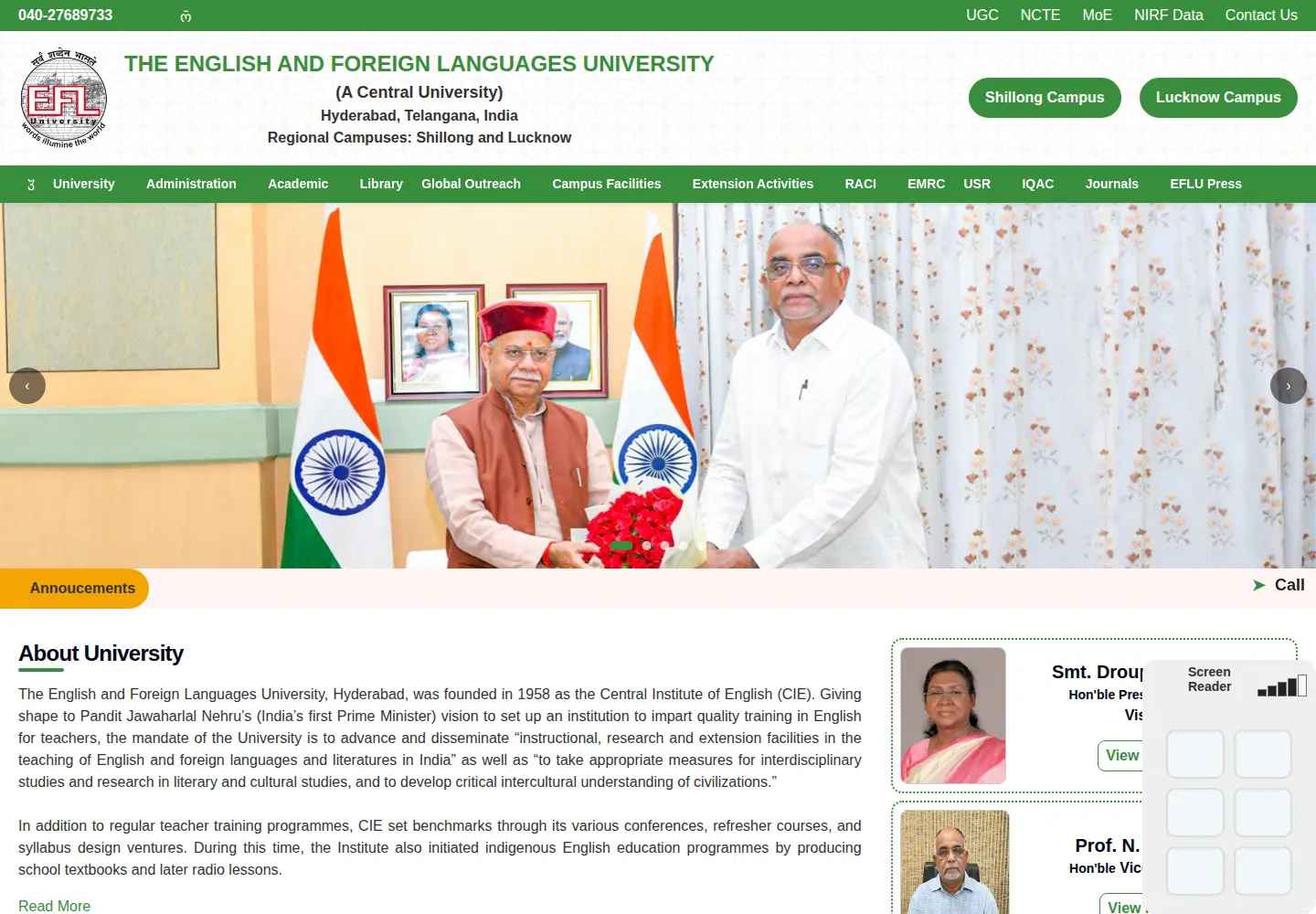 Screenshot of efluniversity.ac.in