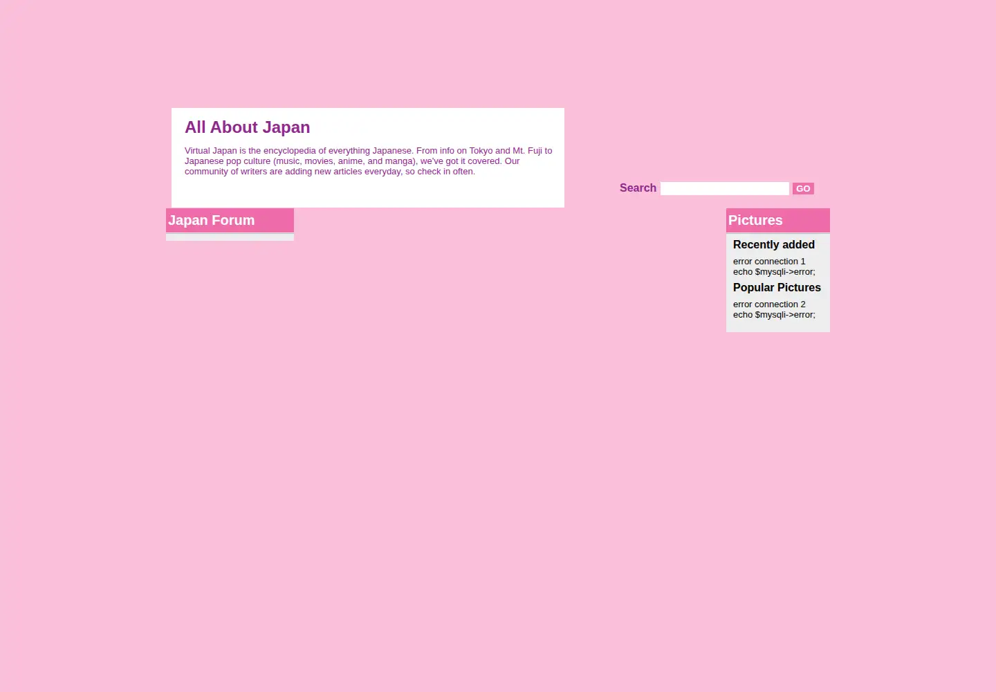 Captured homepage of virtualjapan.com in the current scan