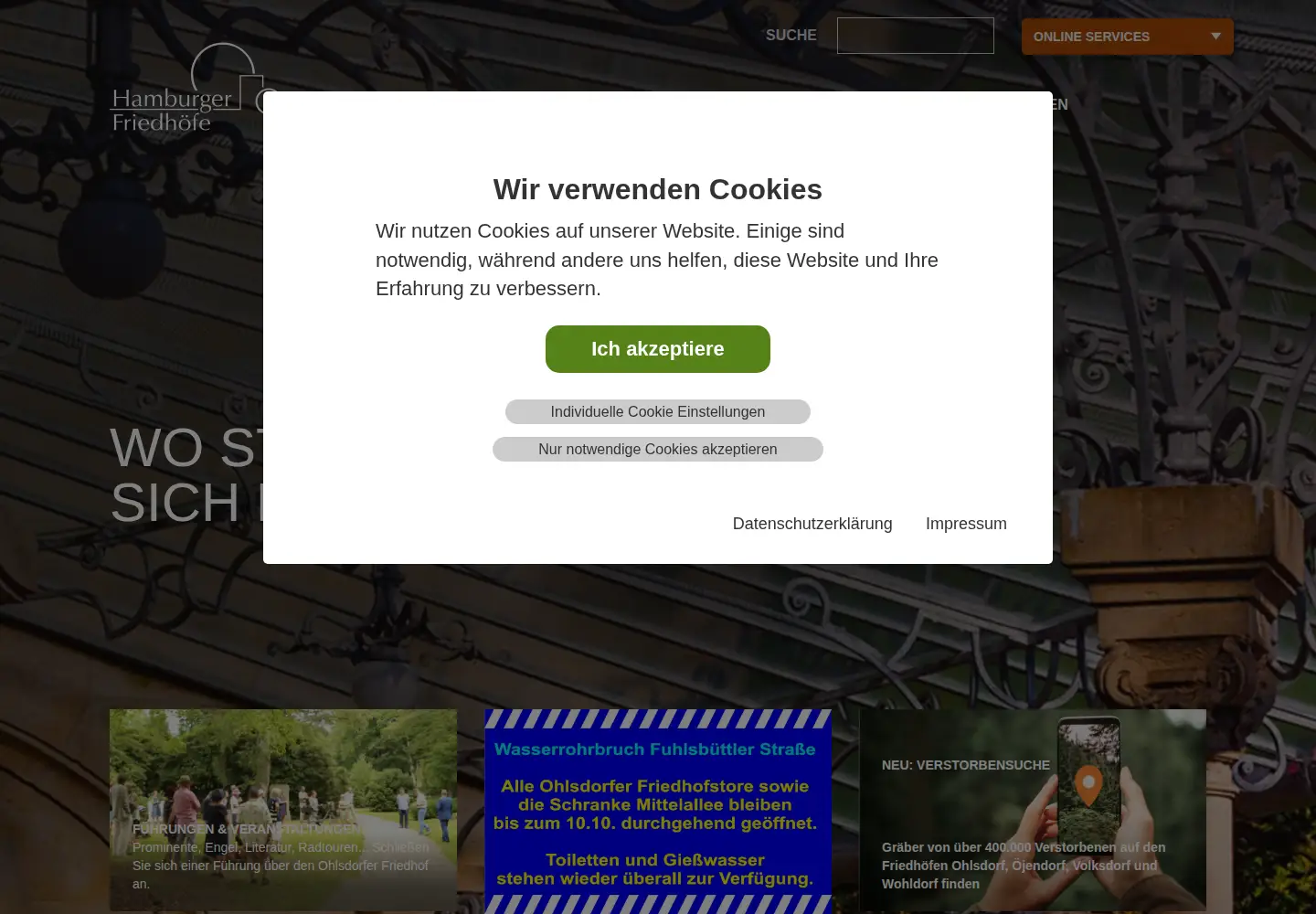 Screenshot of friedhof-hamburg.de