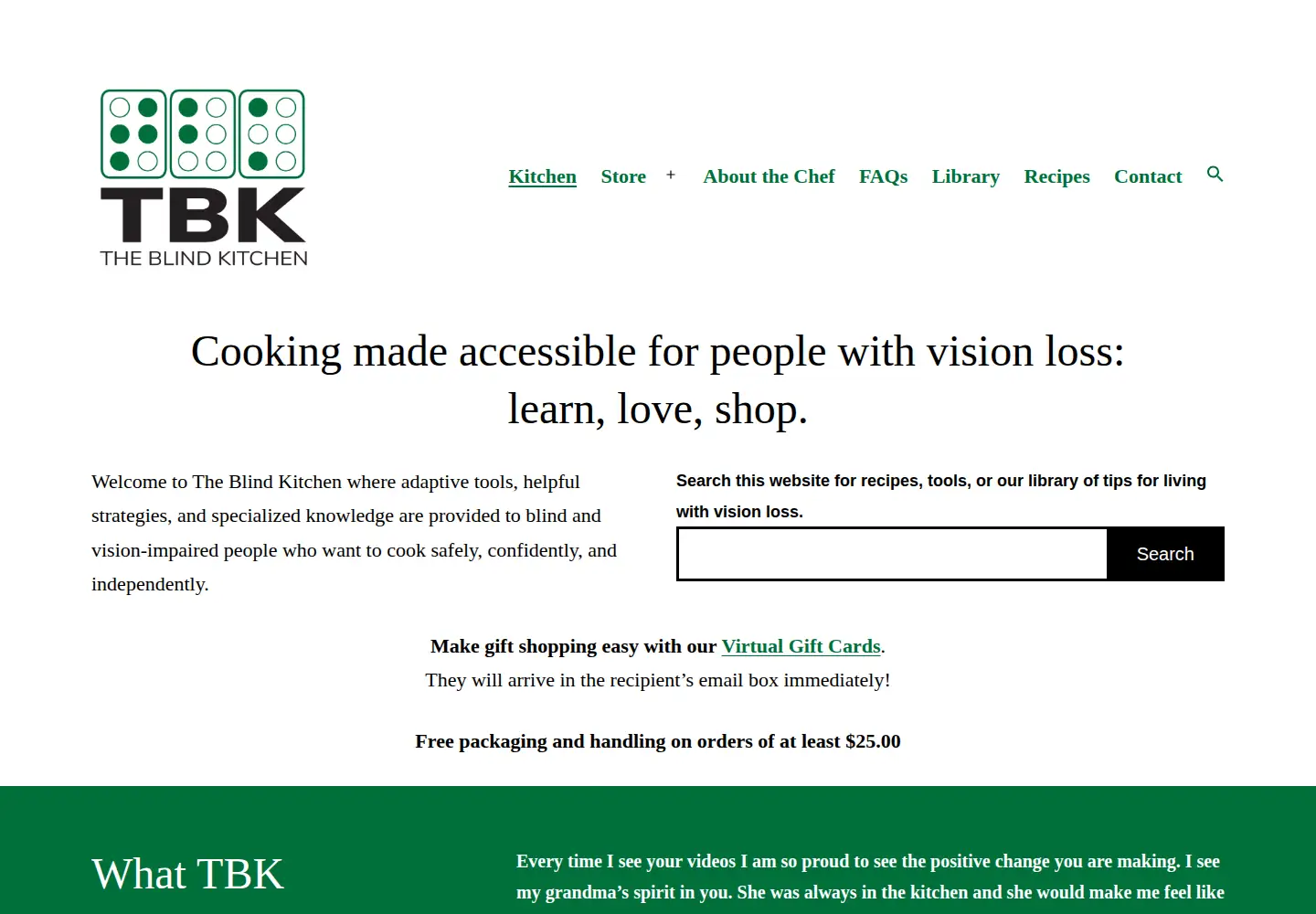 Captured homepage of theblindkitchen.com in the current scan