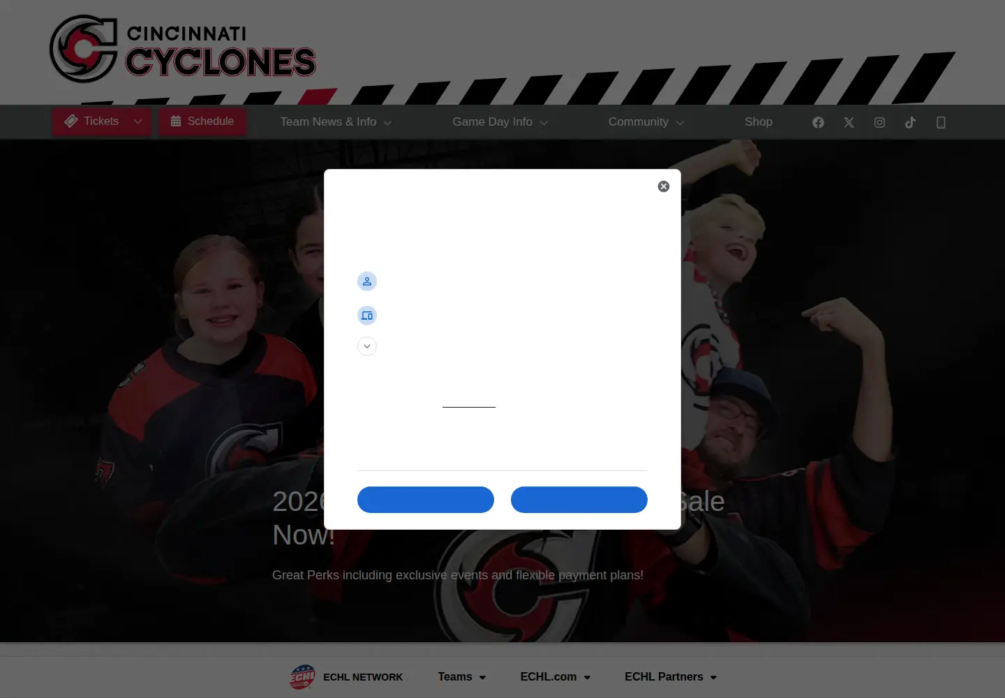 Screenshot of cycloneshockey.com