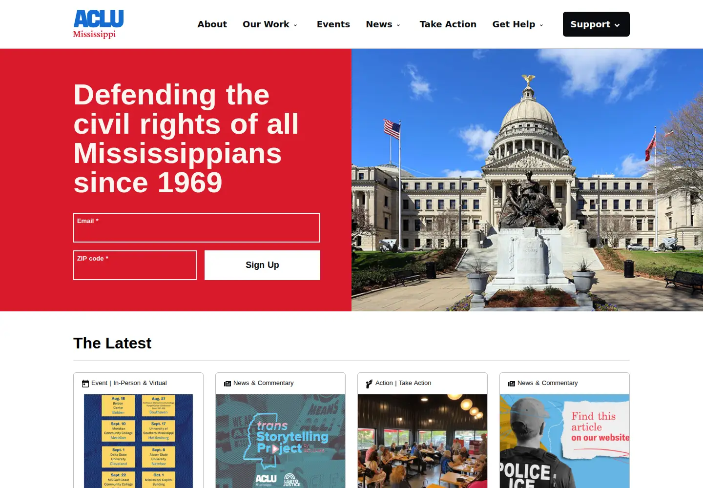 Screenshot of aclu-ms.org