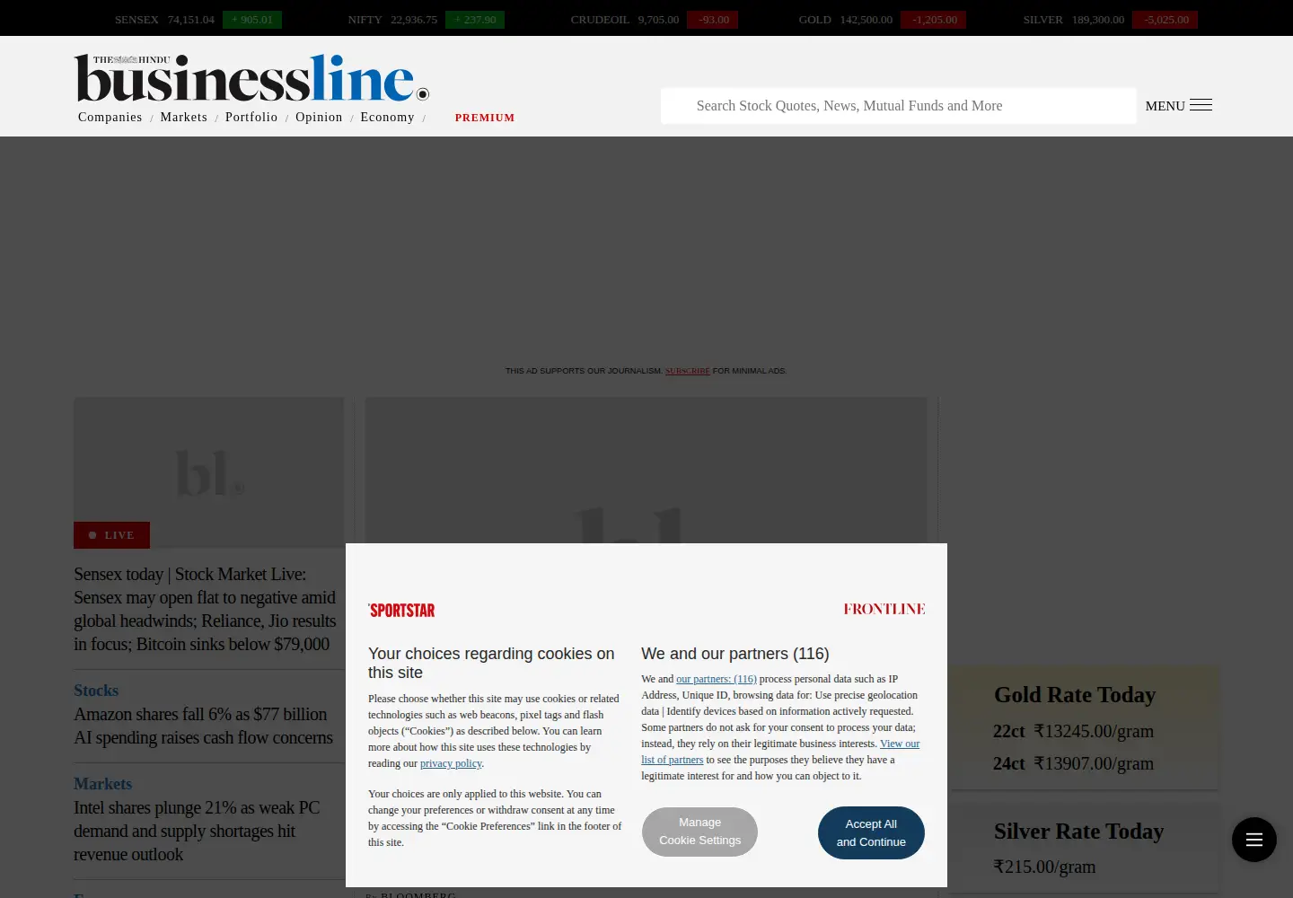 Screenshot of businessline.in