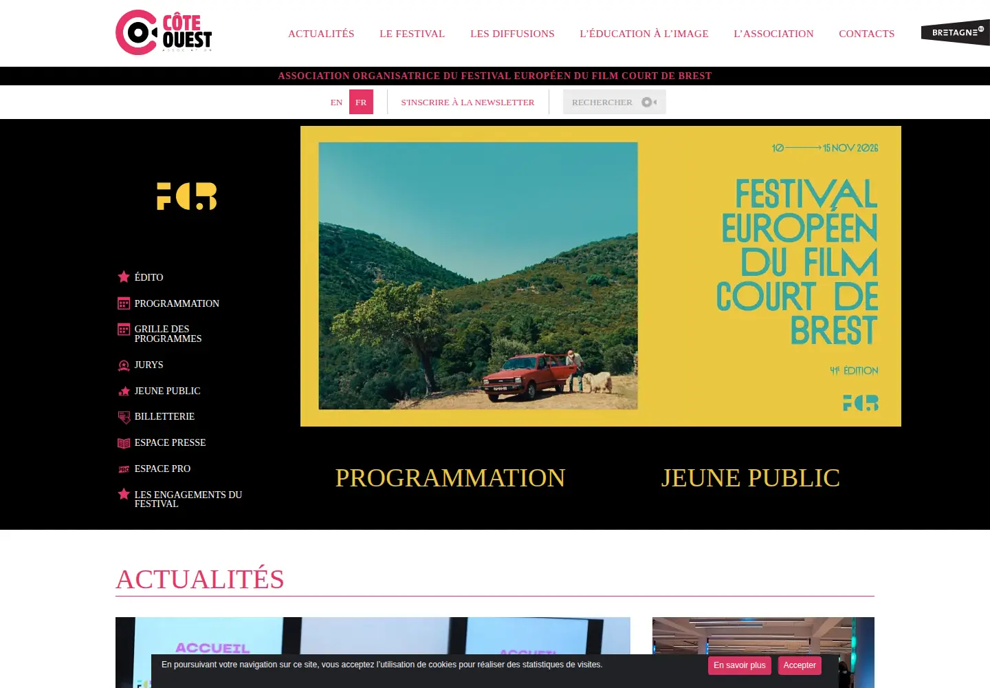 Captured homepage of filmcourt.fr in the current scan