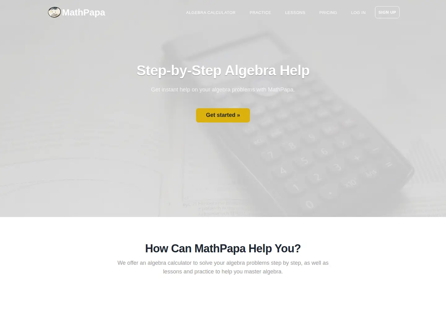 Screenshot of mathpapa.com