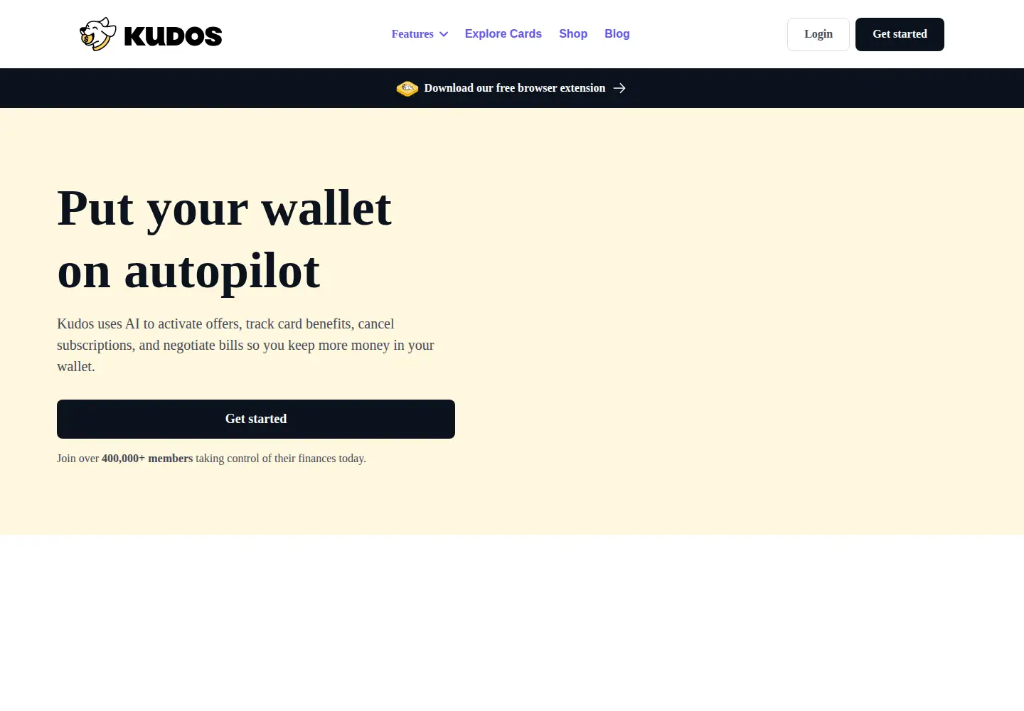 Screenshot of joinkudos.com