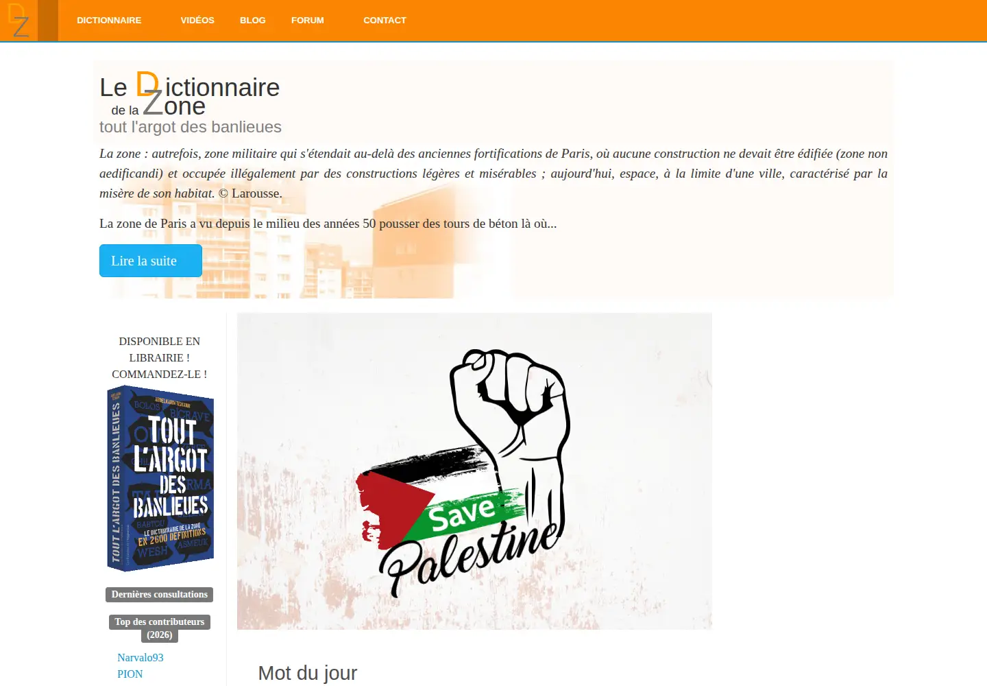 Screenshot of dictionnairedelazone.fr