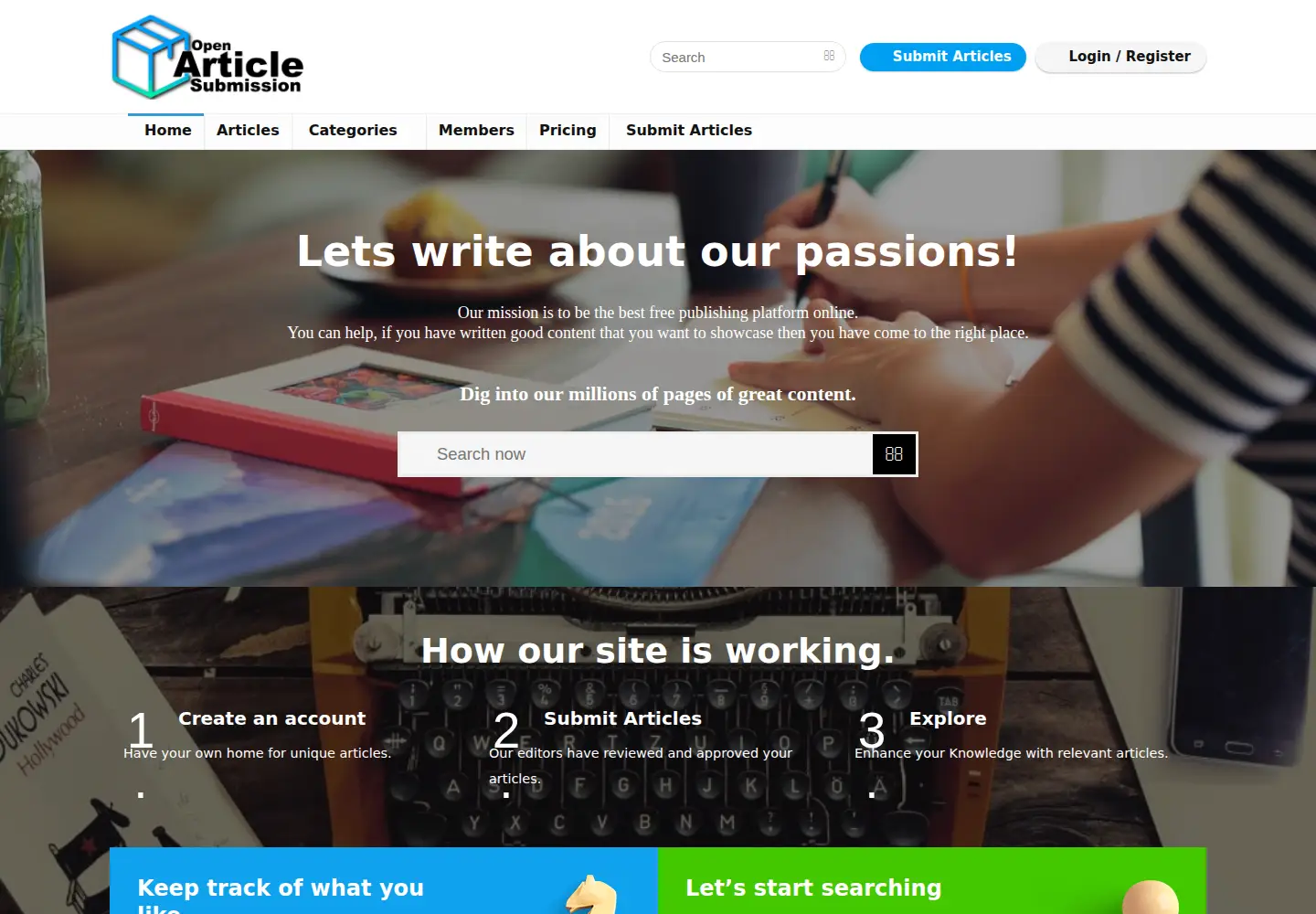 Screenshot of openarticlesubmission.com