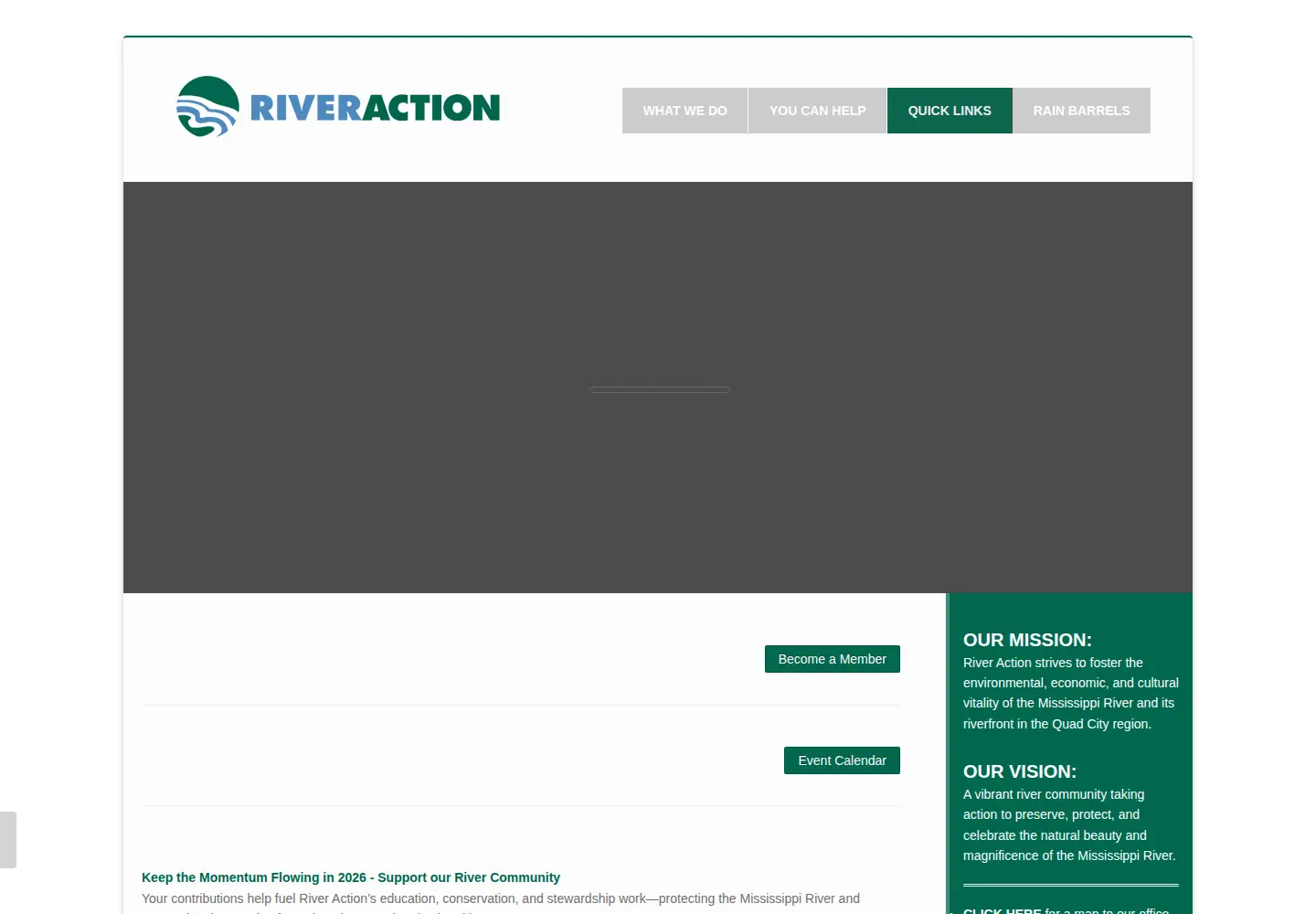 Captured homepage of riveraction.org in the current scan