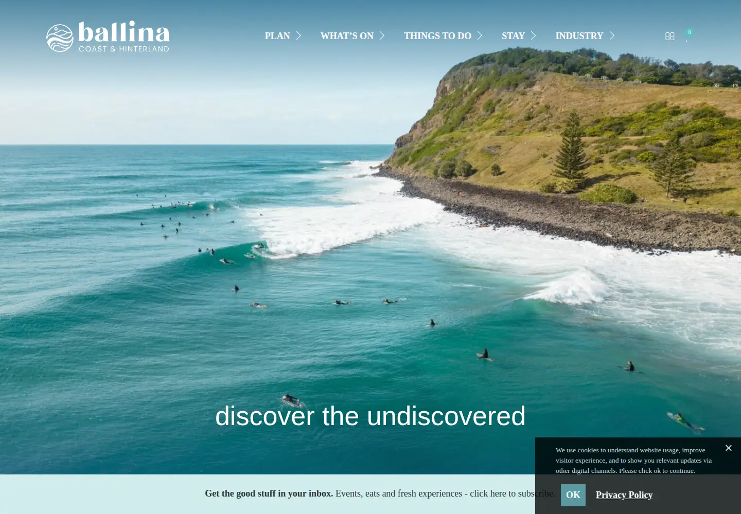 Screenshot of discoverballina.com.au