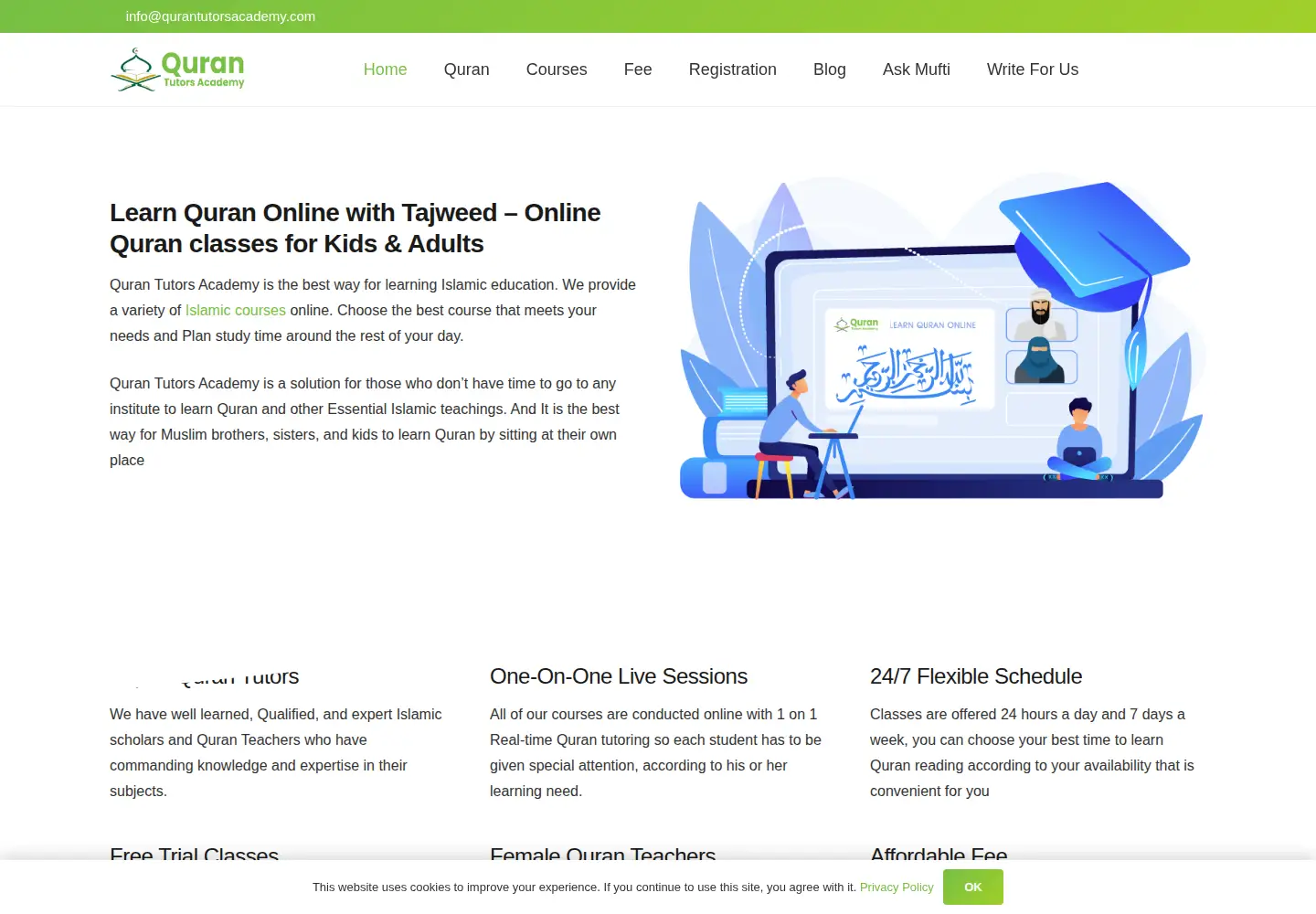 Captured homepage of qurantutorsacademy.com in the current scan