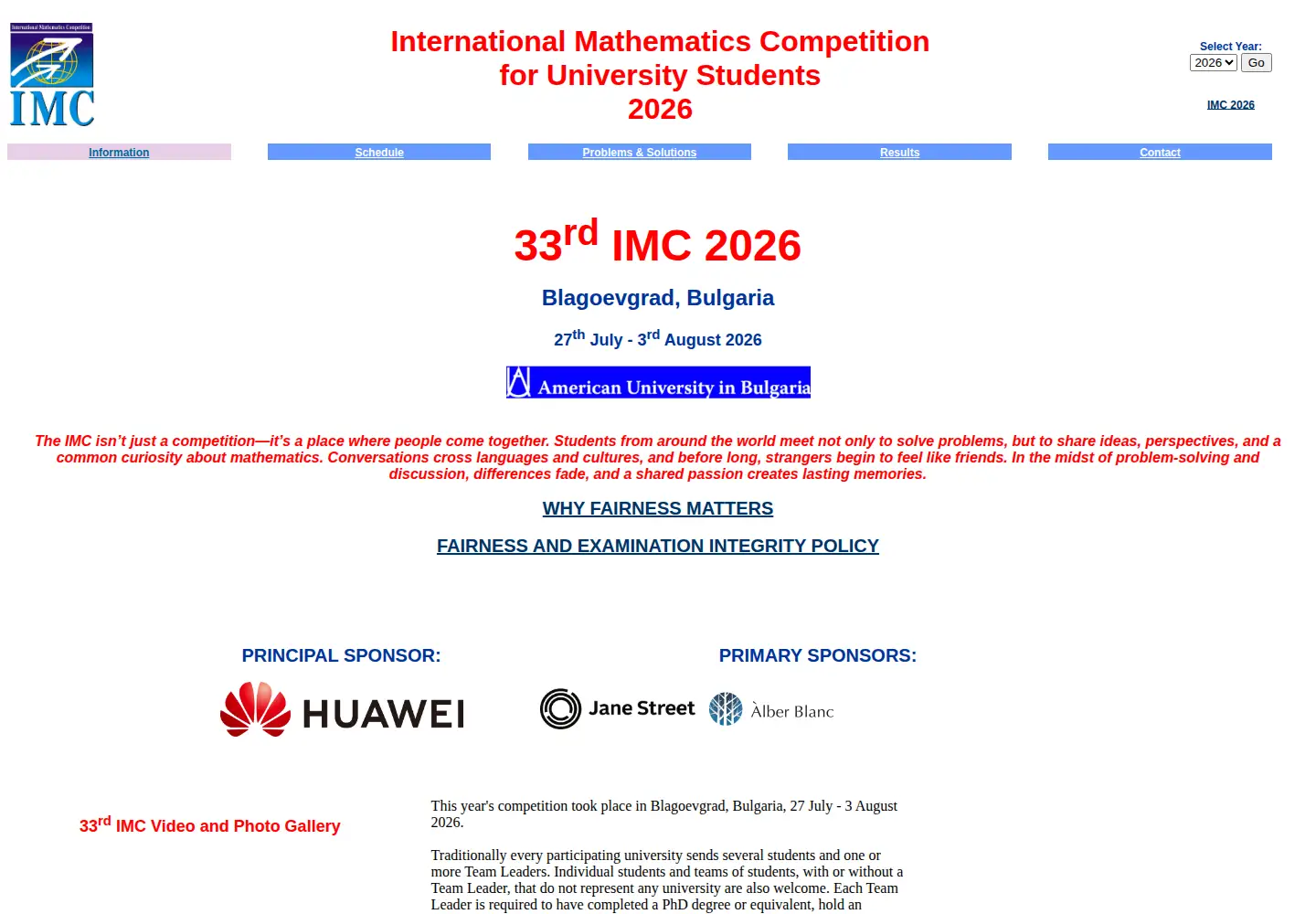 Screenshot of imc-math.org.uk
