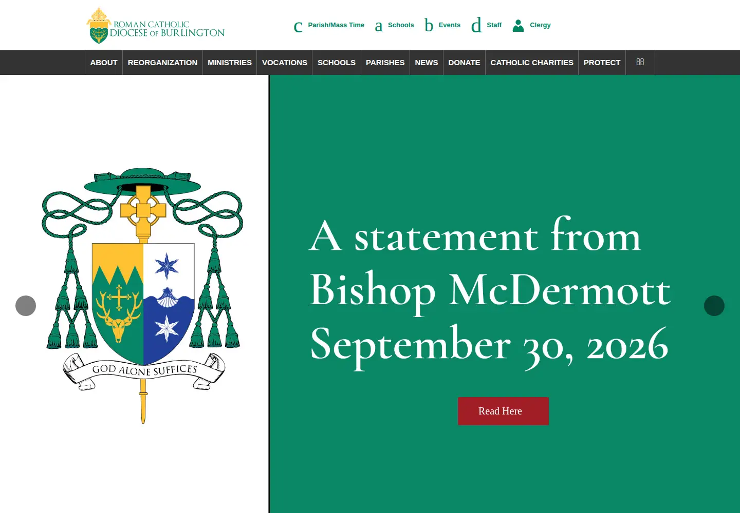 Captured homepage of vermontcatholic.org in the current scan