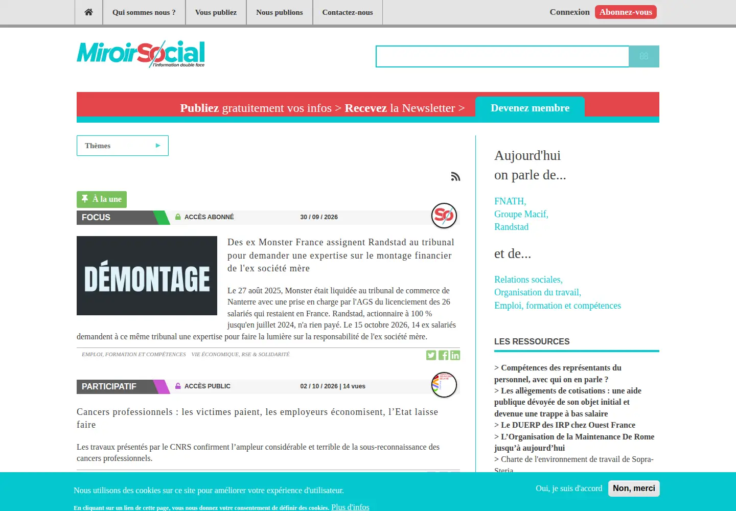 Screenshot of miroirsocial.com