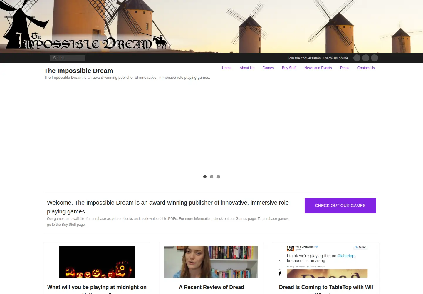 Screenshot of tiltingatwindmills.net