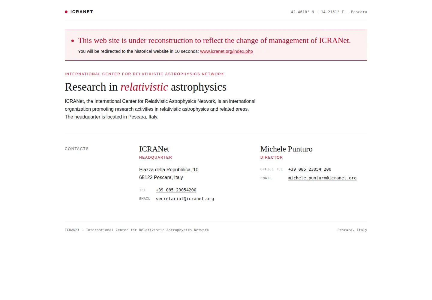 Screenshot of icranet.org