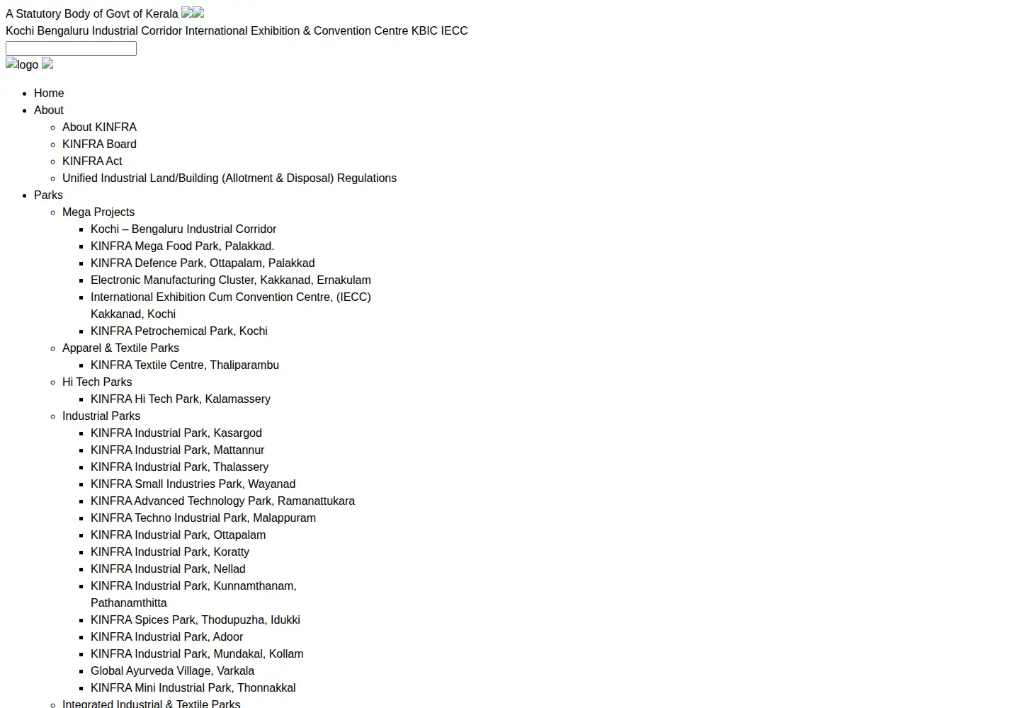 Screenshot of kinfra.org