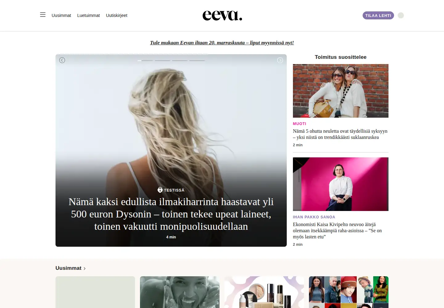 Screenshot of eeva.fi