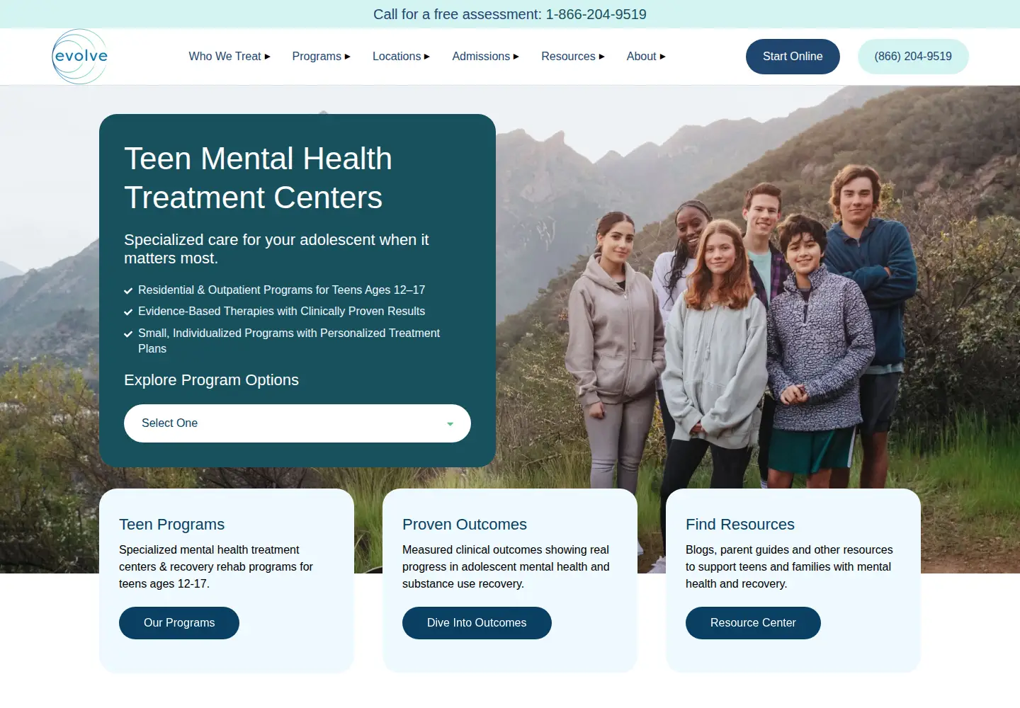 Screenshot of evolvetreatment.com