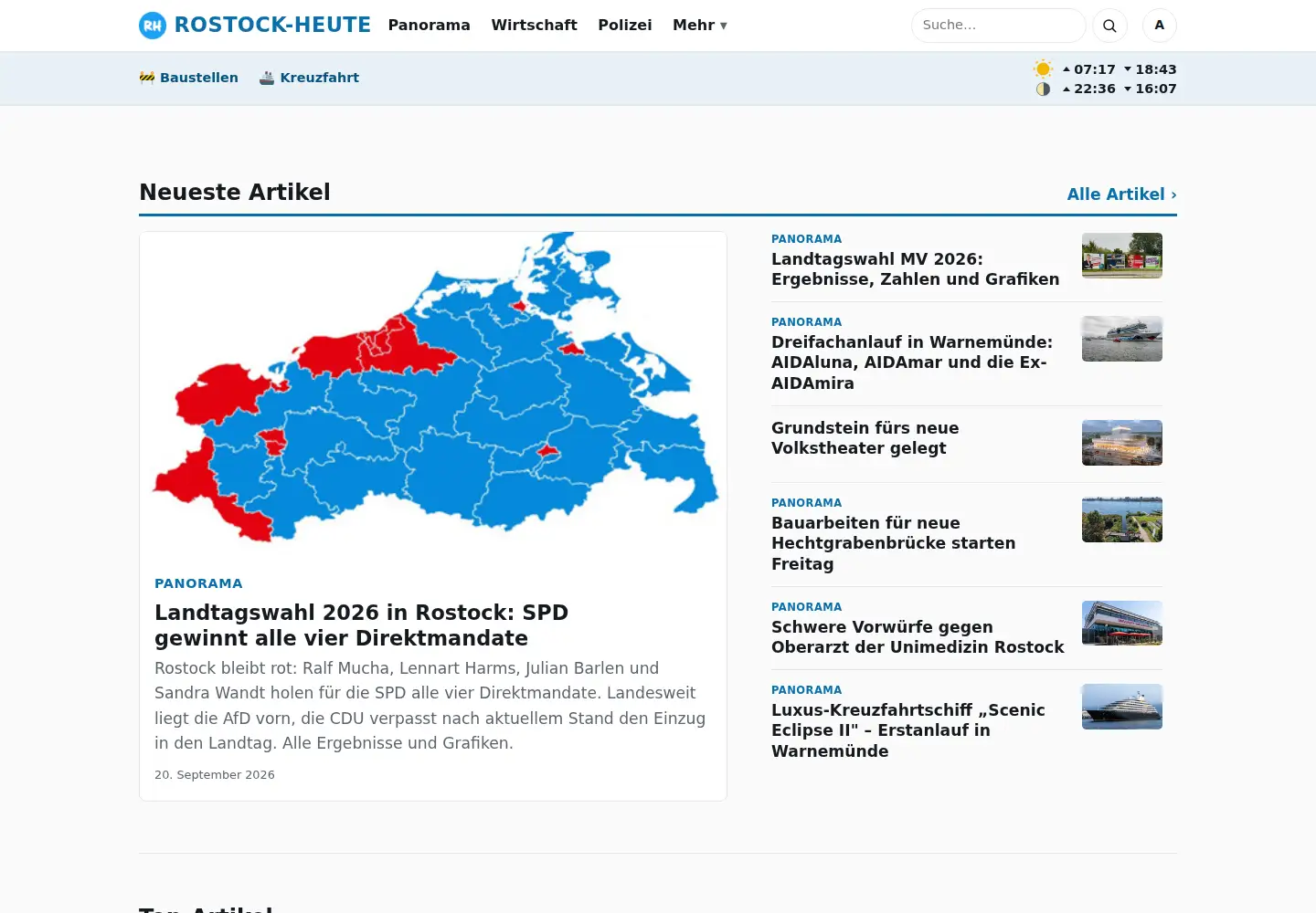 Captured homepage of rostock-heute.de in the current scan