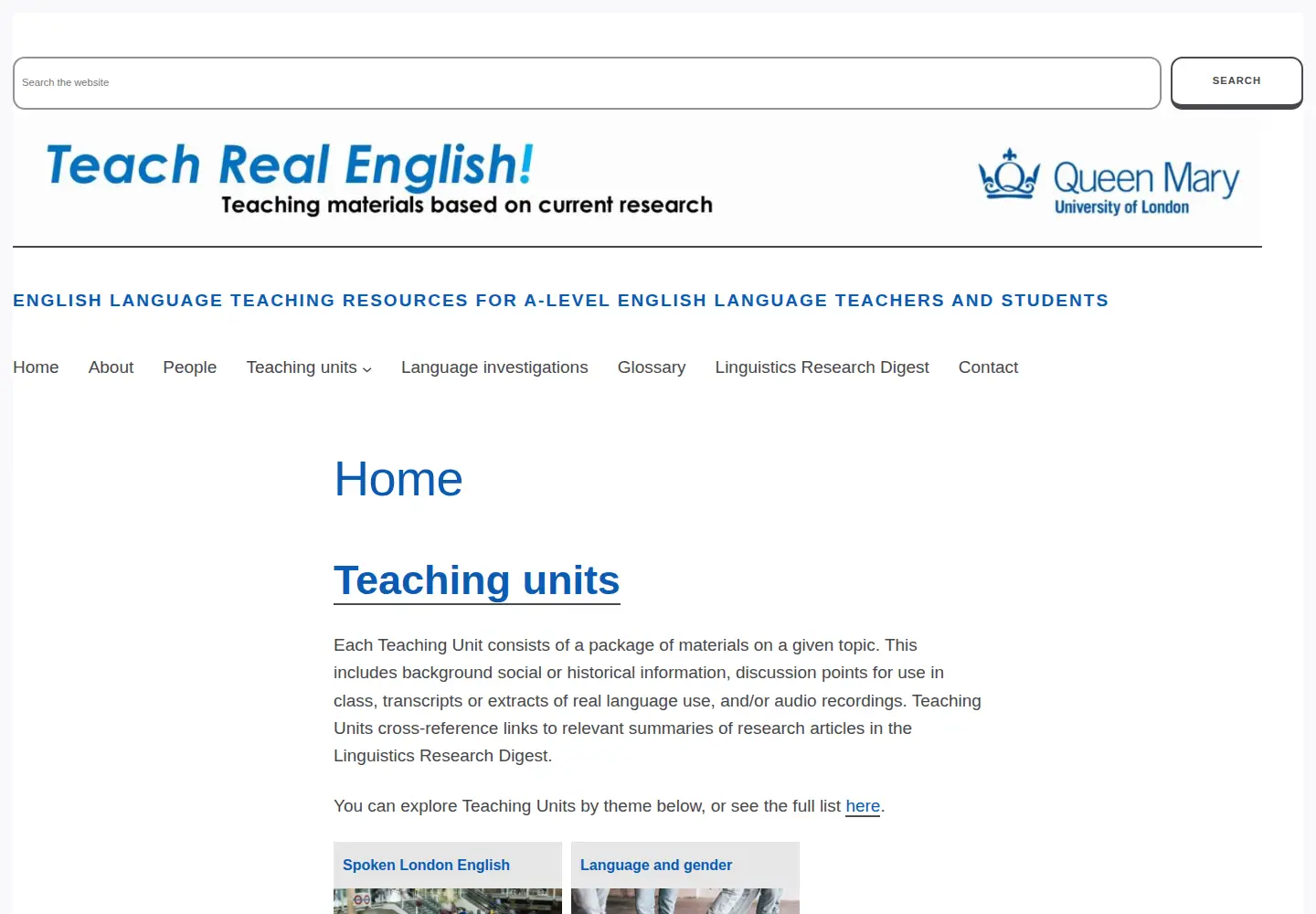 Screenshot of teachrealenglish.org