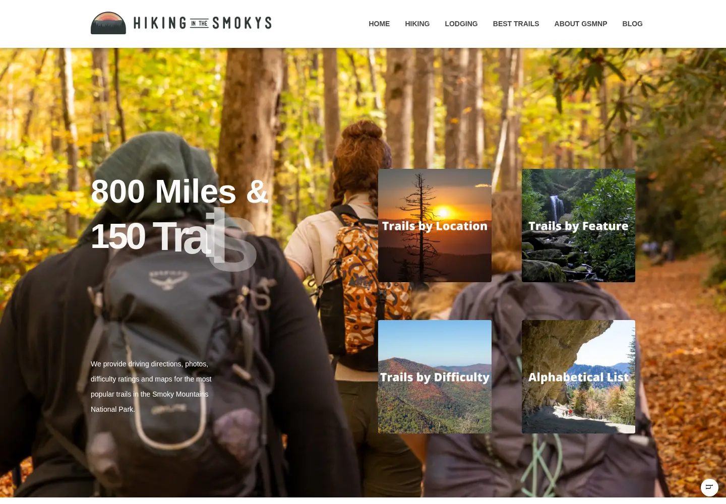 Screenshot of hikinginthesmokys.com