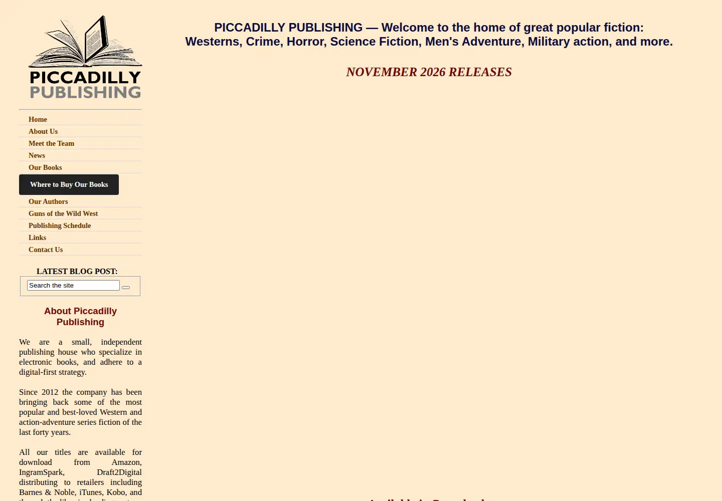 Captured homepage of piccadillypublishing.org in the current scan