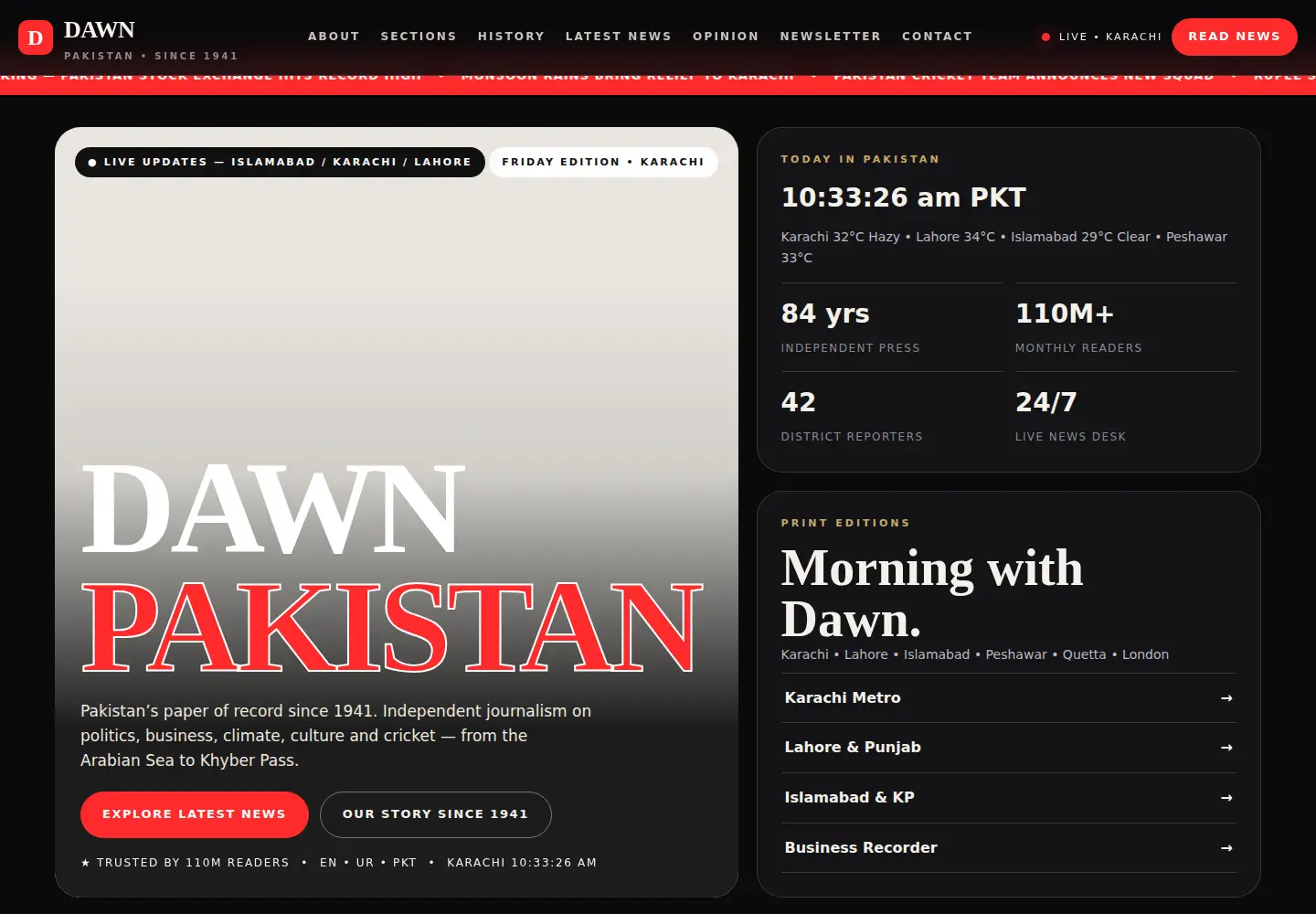 Screenshot of dawn.com.pk