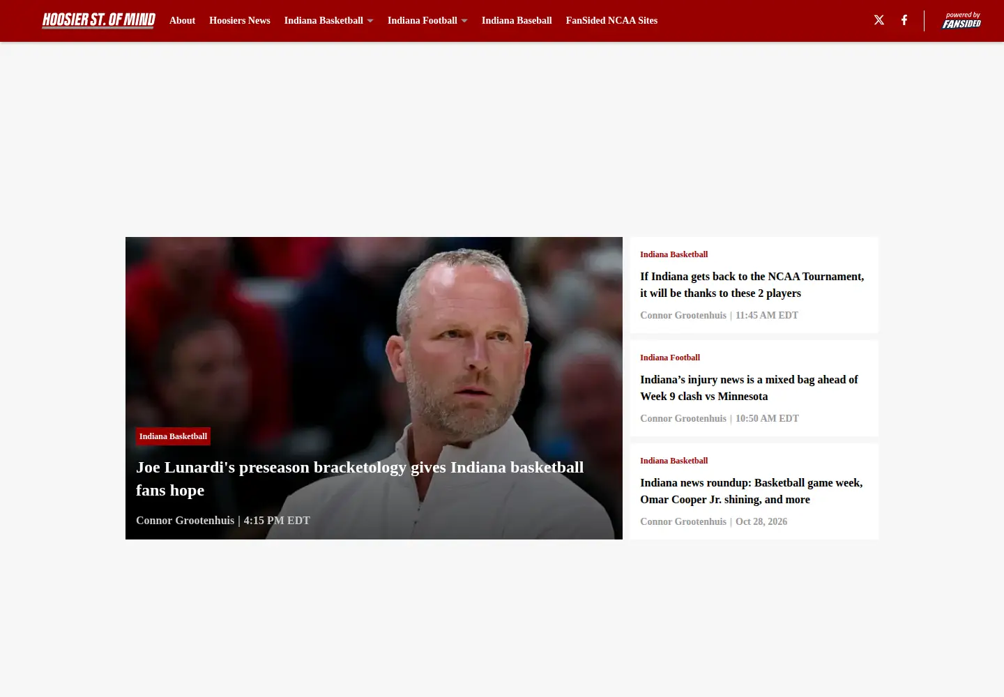 Screenshot of hoosierstateofmind.com