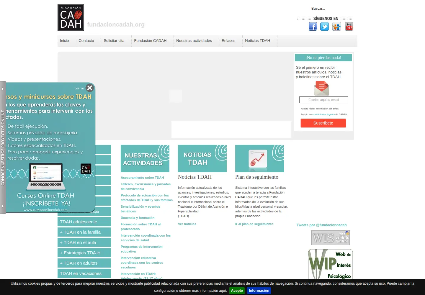 Captured homepage of fundacioncadah.org in the current scan
