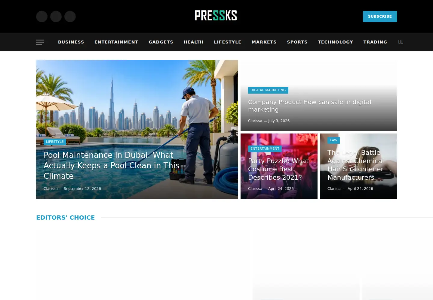Captured homepage of pressks.com in the current scan