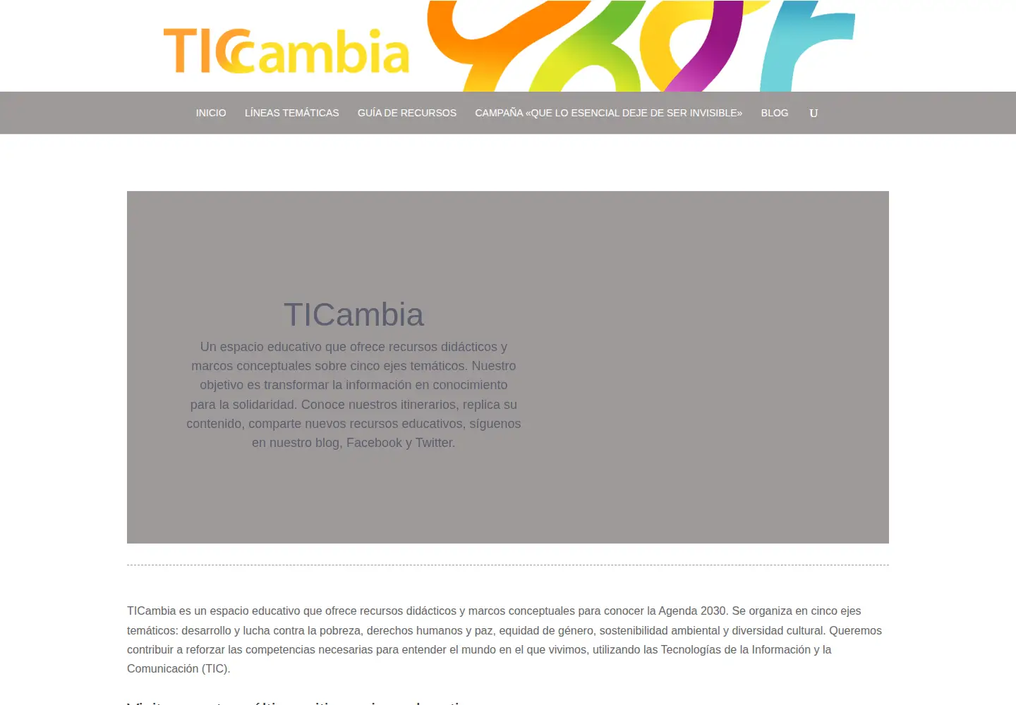 Captured homepage of ticambia.org in the current scan