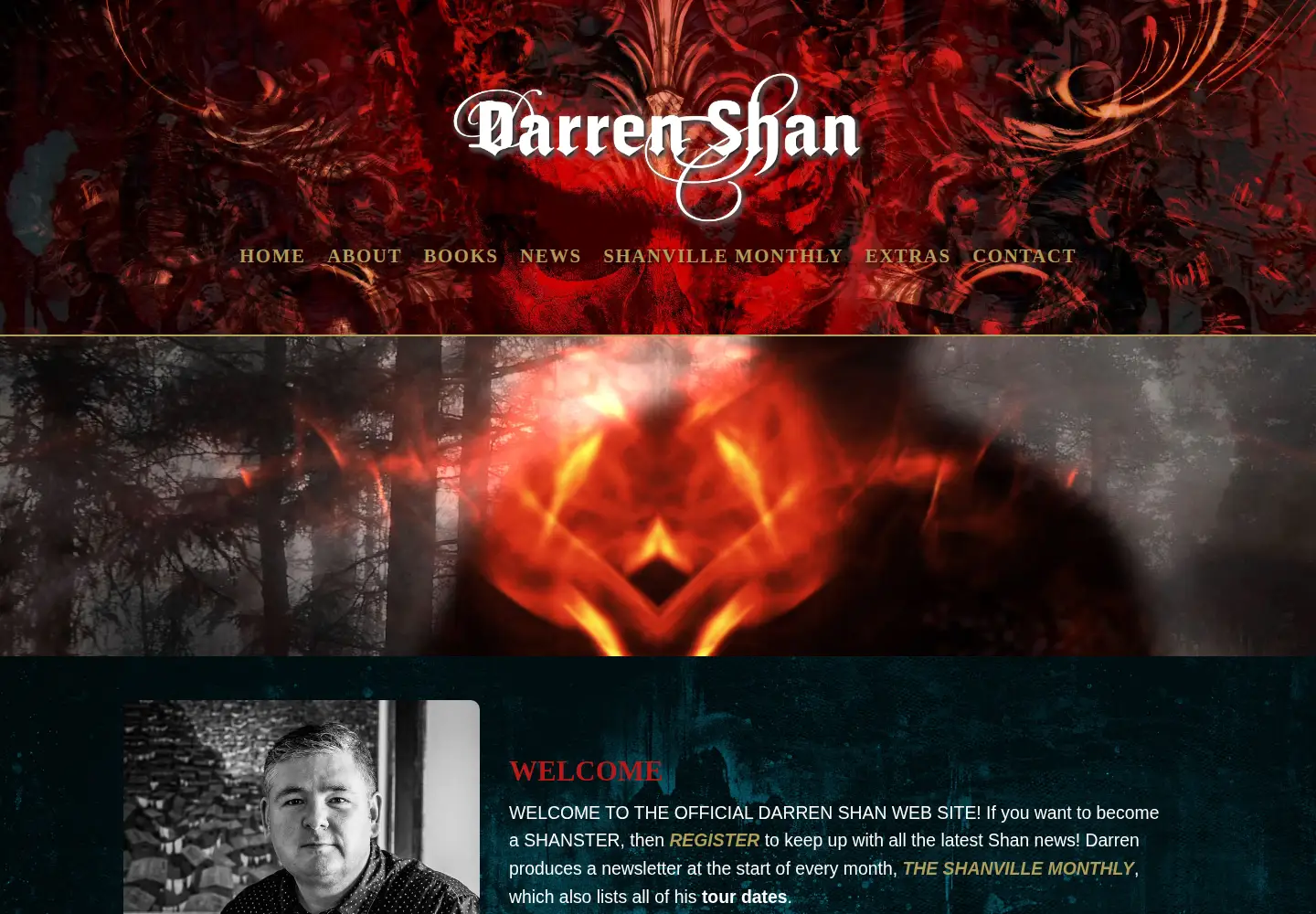 Captured homepage of darrenshan.com in the current scan