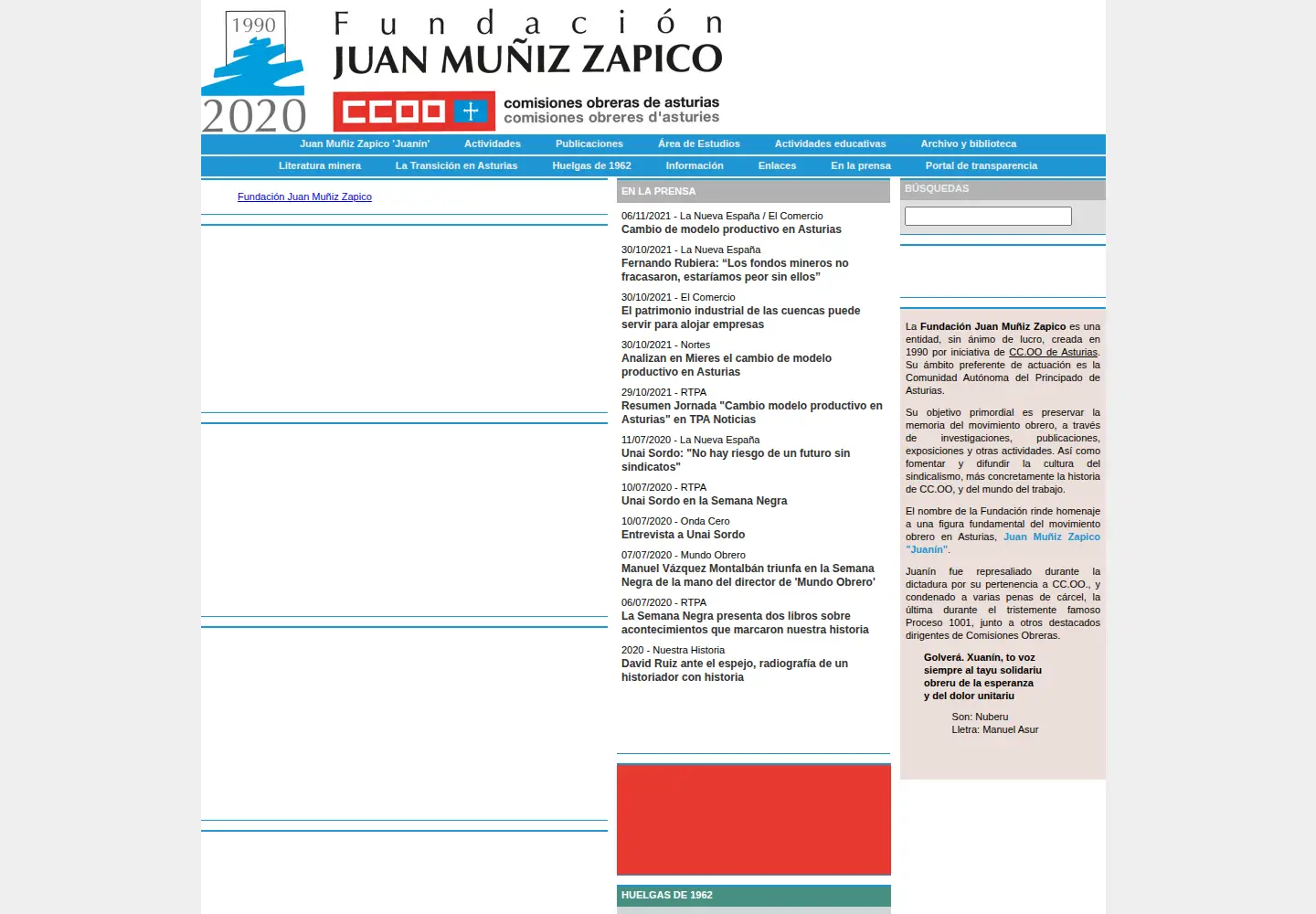 Screenshot of fundacionjuanmunizzapico.org