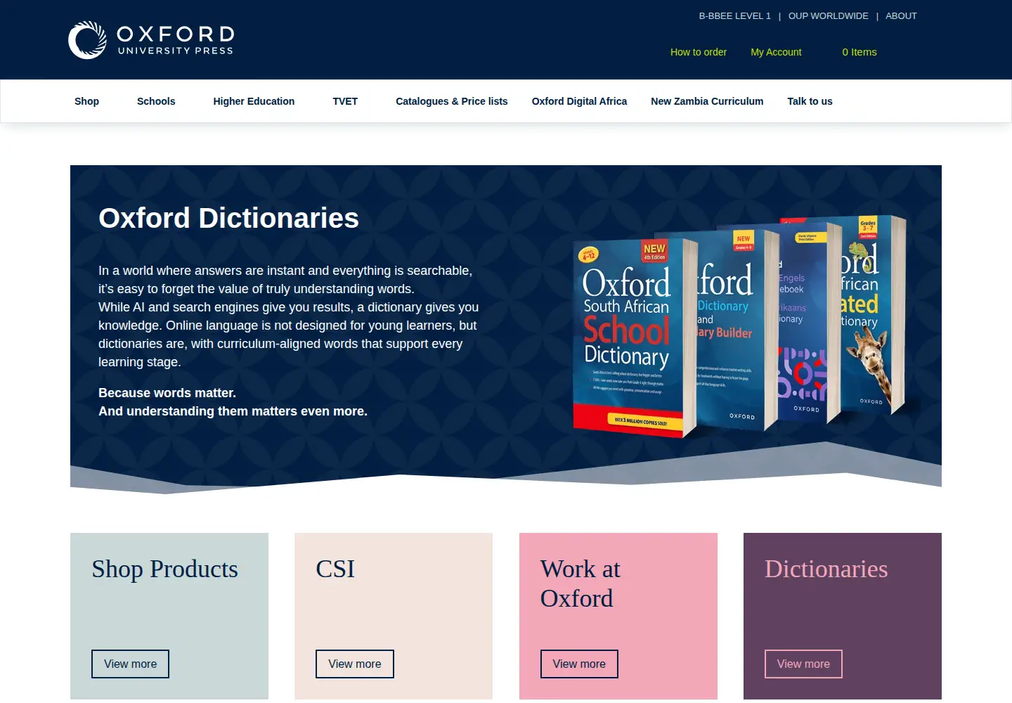 Screenshot of oxford.co.za