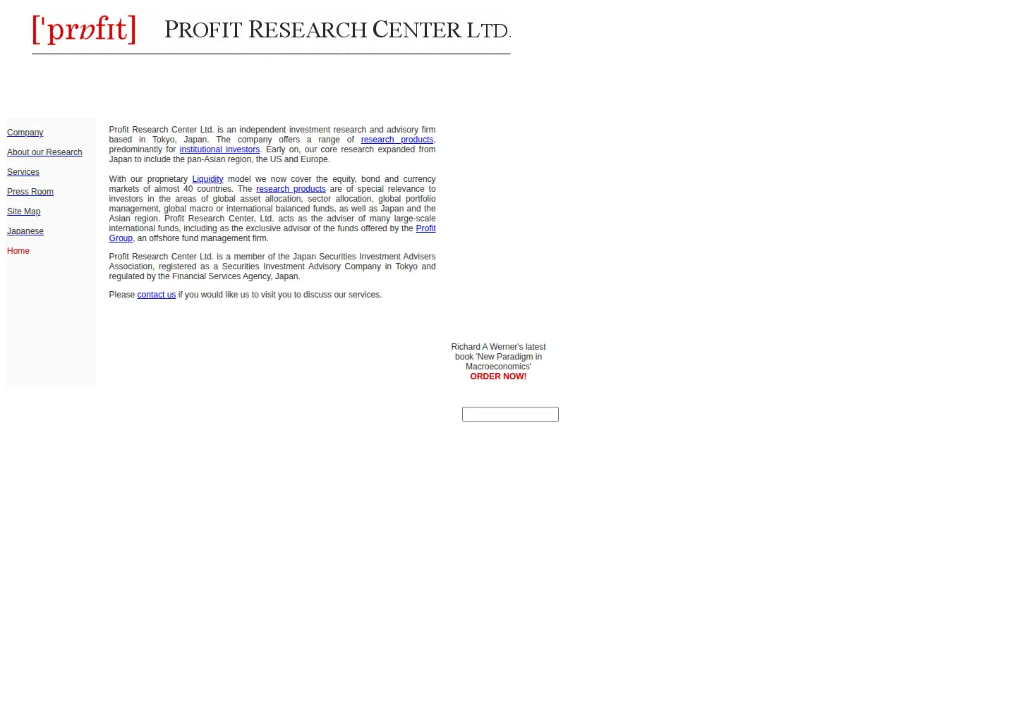 Screenshot of profitresearch.com