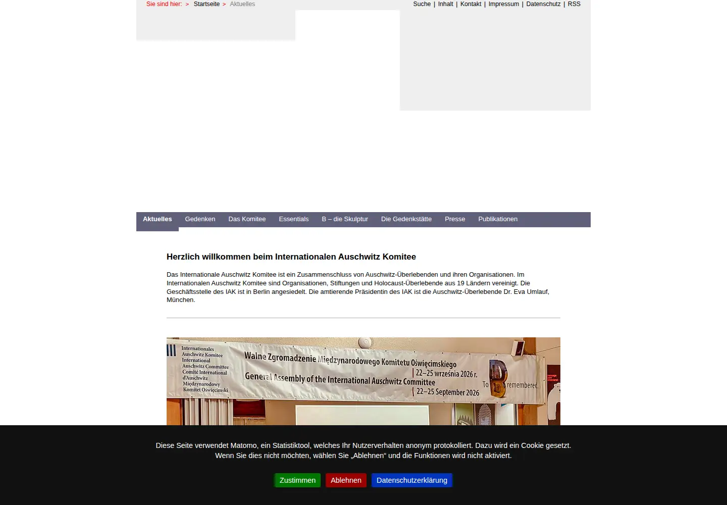 Captured homepage of auschwitz.info in the current scan