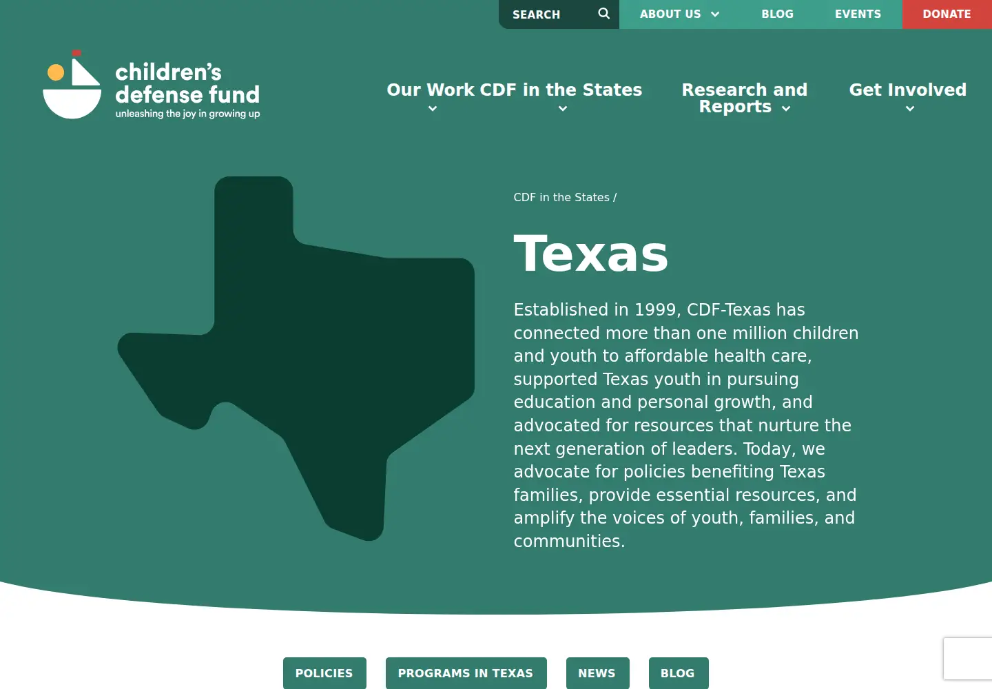 Screenshot of cdftexas.org