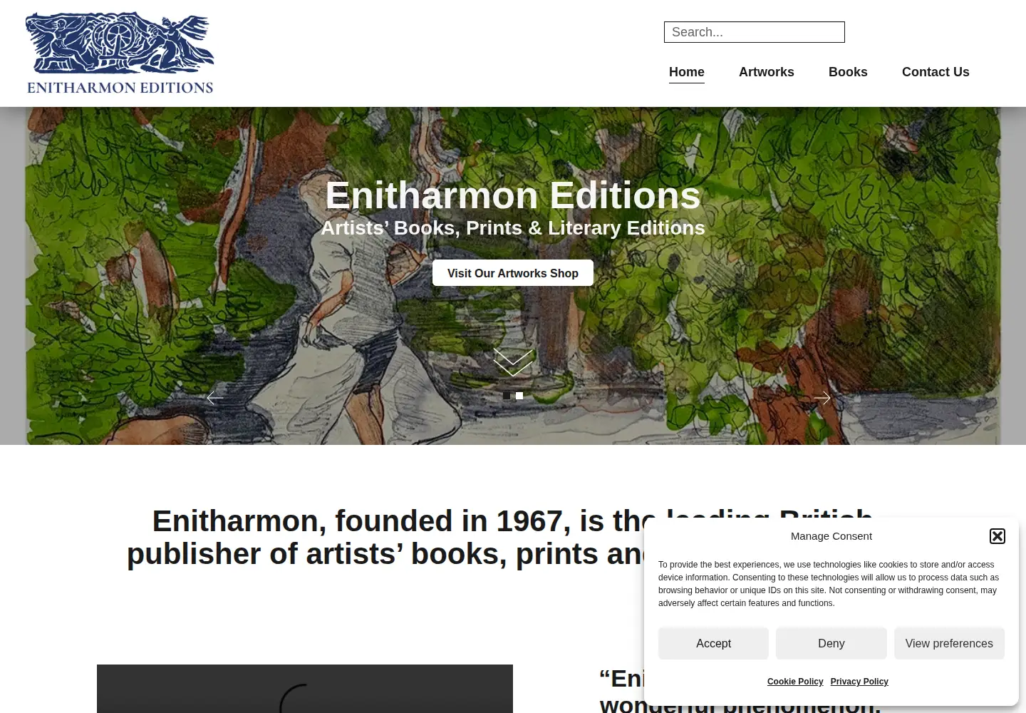 Screenshot of enitharmon.co.uk