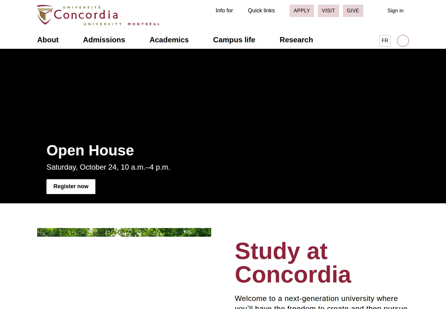 Screenshot of concordia.ca